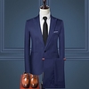 White / Black / Burgundy Solid Colored Tailored Fit Polyester Suit - Peak Single Breasted One-button / Suits