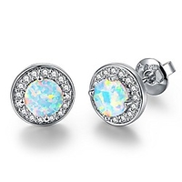 white gold plated brithstone studs earrings with bright cubic zirconia
