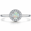 white gold plated creaed fire opal solitaire wedding engagement ring (silver,  6)