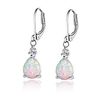 white gold plated teardrop opal dangle earrings for women(platinum-plated)