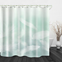 White Goose Feather Digital Printing Shower Curtain Hooks Modern Polyester New Design