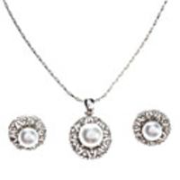 White Pearl Crystal Jewelry Set
