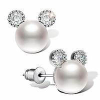 white pearl stud earrings for women cute mouse 7mm pearl earrings