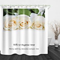 White Rose Digital Printing Shower Curtain Shower Curtains Hooks Modern Polyester New Design