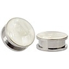 white sea shell opal stainless steel screw ear piercings body jewelry plugs tunnels gauges 2g (6mm) to 1 inch