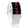 White Silicone Band Square Frame Unisex Red LED Sports Wrist Watch