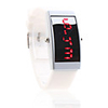 White Silicone Band White Frame Unisex Red LED Sports Wrist Watch