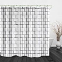 White Square lattice Digital Printing Shower Curtains Hooks Modern Polyester New Design
