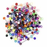 wholesale 14g tongue rings barbells assorted colors 110 pcs acrylic ball