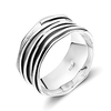 wide band sterling silver ripple ring satin brushed plated darkened 10mm size 10.5