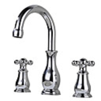 Widespread Ceramic Valve Three Holes Chrome,  Bathroom Sink Faucet
