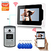 WIFI / Wired Recording 7 inch Hands-free Montor Video Doorphone with Tuya APP 1080P HD Camera Motion Detect Support RFID Unlock