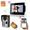WIFI / Wired Tuya 1080P Camera 7inch Monitor Video Doorbell Smart Home Door Bell Camera 2MP with Fingerprint Password Unlock PIR Motion Detection Doorbell Camera
