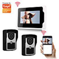 WIFI / Wired Tuya Smartlife 1080P HD Camrea 7inch Monitor Video door bell Visual Intercom Rainproof Door Camera PIR Motion Detector