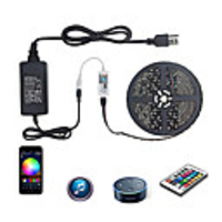 WIFI Smart LED Strip Lights Kit RGB Tiktok Lights 5050 Tape Light Work with Alexa Google Home WiFi Wireless Smart Phone Controlled LED Set 16.4ft 300 LEDs Rope Light Waterproof 12V 6A Power Supply