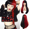 Wigs for Women Half Redamp;Black Long Straight Hair Wig with Bangs Synthetic Cosplay Halloween Party miniinthebox
