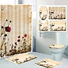 Wild Flowers Pattern PrintingBathroom Shower Curtain Leisure Toilet Four-Piece Design