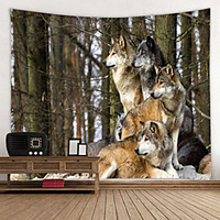 Wild Wolf Pack Digital Printed Tapestry Decor Wall Art Tablecloths Bedspread Picnic Blanket Beach Throw Tapestries Colorful Bedroom Hall Dorm Living Room Hanging miniinthebox