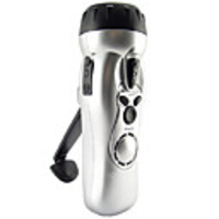 Wind-Up LED Flashlight with Cell Phone Charger,  Alarm and Radio