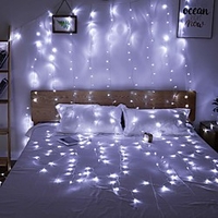 Window Curtain String Light, 3 X 3m 300 LEDs Starry Fairy Lights for Wedding Party Home Garden Bedroom Outdoor Indoor Wall Decorations Warm White Blue Multi Color White Linkable 220-240 V 1pc miniinthebox