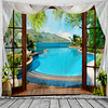 Window Landscape Wall Tapestry Art Decor Blanket Curtain Hanging Home Bedroom Living Room Decoration Swimming Pool Vacation miniinthebox