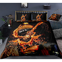 Wine Print 3-Piece Duvet Cover Set Hotel Bedding Sets Comforter Cover with Soft Lightweight Microfiber,  Include 1 Duvet Cover,  2 Pillowcases for Double/Queen/King(1 Pillowcase for Twin/Single)