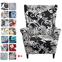 Wing Chair Slipcovers-2 PCS Spandex Stretch Sofa Covers Wingback Armchair Covers with Arms Printing Pattern Fabric Furniture Protector for Living Room Wingback Chair miniinthebox