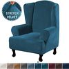 Wingback Chair Cover Stretch Sofa Slipcover Elastic Velvet Couch Cover Plain Solid Color Soft Durable miniinthebox