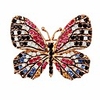winged butterfly crystal rhinestones brooch pin (purple)