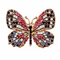 winged butterfly crystal rhinestones brooch pin (purple)