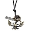 Wings Crossbones Pattern Cow Leather Necklace