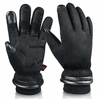 Winter Bike Gloves / Cycling Gloves Touch Gloves Anti-Slip Waterproof Warm Breathable Full Finger Gloves Sports Gloves Leather Black for Adults