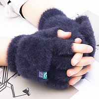 Winter Bike Gloves / Cycling Gloves Touch Gloves Warm Skiing Winter Sports Fingerless Gloves Sports Gloves Fleece Grey Brown Dark Blue for Adults Outdoor Exercise Cycling / Bike