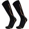 winter hiking socks knee high,  cushioned comfortable lightweight ventilation knit cold weather stretch sleeve snow/snowboard high performance socks, 1 pair black yellow stripe, medium