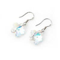Wintersweet Shaped Crystal And 925 Sterling Silver With Platinum Plated Earrings