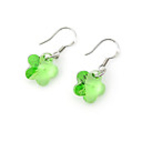 Wintersweet Shaped Crystal And 925 Sterling Silver With Platinum Plated Earrings