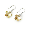 Wintersweet Shaped Crystal And 925 Sterling Silver With Platinum Plated Earrings