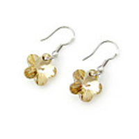 Wintersweet Shaped Crystal And 925 Sterling Silver With Platinum Plated Earrings
