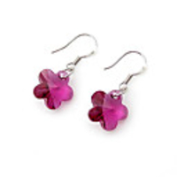 Wintersweet Shaped Crystal And 925 Sterling Silver With Platinum Plated Earrings