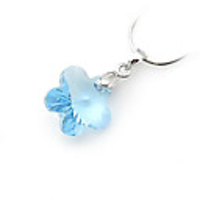 Wintersweet Shaped Crystal And 925 Sterling Silver With Platinum Plated Pendant - Blue