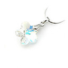 Wintersweet Shaped Crystal And 925 Sterling Silver With Platinum Plated Pendant - Clear