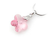 Wintersweet Shaped Crystal And 925 Sterling Silver With Platinum Plated Pendant - Pink