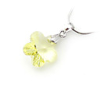 Wintersweet Shaped Crystal And 925 Sterling Silver With Platinum Plated Pendant - Yellow