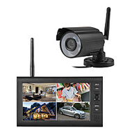Wireless 4CH Quad DVR 1 Cameras PAL 628x582 NTSC 510x492 with 7 800x480 TFT-LCD Monitor Home Security System PAL NTSC Built in Mic