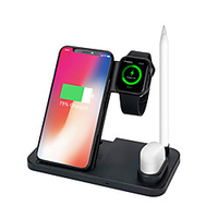 Wireless Charging multi-function folding vertical four-in-one Wireless Charger Stand Mat Dock for AirPods/apple pencil/iPhone 11/11 pro/XR/XS/ 8/8 Plus and Samsung and Apple Watch Series