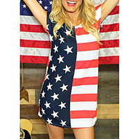 wish amazon ins hot style american flag day star striped flag print dress miniinthebox