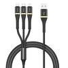 WiWU Micro USB Lightning USB C Cable 1 to 3 High Speed 2.4 A 1.2m(4Ft) Aluminum Nylon TPE For Xiaomi Huawei iPhone Phone Accessory miniinthebox
