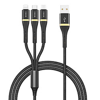 WiWU Micro USB Lightning USB C Cable 1 to 3 High Speed 2.4 A 1.2m(4Ft) Aluminum Nylon TPE For Xiaomi Huawei iPhone Phone Accessory miniinthebox