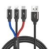 WiWU Micro USB Lightning USB C Cable 1 to 3 High Speed 3 A 1.2m(4Ft) Aluminum Nylon For Xiaomi Huawei iPhone Phone Accessory miniinthebox