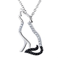 wolf pendant necklace sterling silver with two tone cubic zirconial wolf necklace 18 christmas day jewelry for girlfriend wife